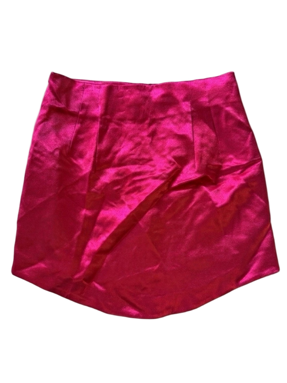 Zara Fuchsia Hot Pink Satin Mini Skirt High Waisted Party Club Date Night XS